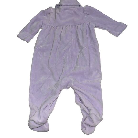 Ralph Lauren Light Purple Collared Fuzzy Footie Pajama One Piece - Size 3 months - Picture 2 of 6